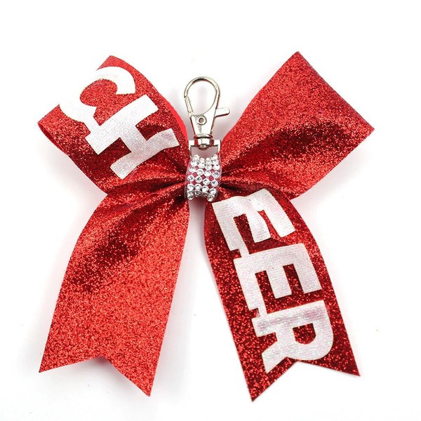 MMIUAEG Bowknot Cheer Keychain Glittering Game Day Keyring Keychain Cheerleader