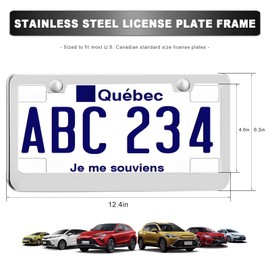 MTRPS 2 PCS Car License Plate Frame, 2 Holes Rustproof Vehicle License Plate Holder with Screw Caps, Stainless Steel Front & Rear Car Tag Holder Cover Auto Exterior Decoration (Silver)