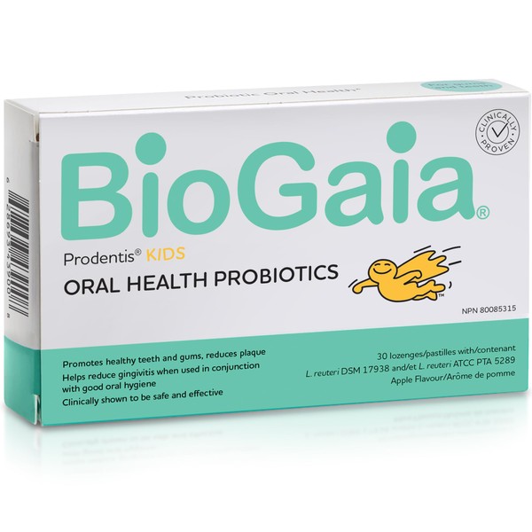 BioGaia Prodentis Kids | Clinically Proven Dental Probiotics for Teeth and Gums | Promotes Good Oral Health & Gut Health Too | Oral Probiotics | 30 Apple-Flavored Lozenges