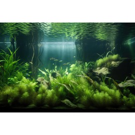 Aquarium Background Lush Green Aquatic Plants and Seagrasses Terrarium Background Under The Sea View With Rock Sands Fish Tank Background Amazing Aquarium Backdrop Background Poster Vinyl 48x24in