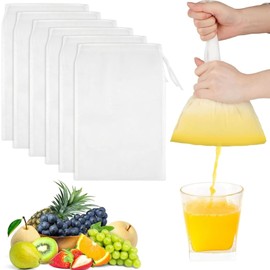 Nut Milk Bags, 12 Pcs Cheesecloth Bags Fine Mesh, 20 x 30 cm, Fine Woven Straining Cloth Nylon Filter Bag, with Drawstring for Nut Milk, Cheese, Coffee, Yoghurt, Fruit Reusable Almond Milk Strainer