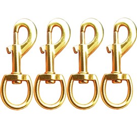Huouo 4 Pcs 3.5" Flag Swivel Snap Hooks Flagpole Accessories - Heavy Duty Eye Bolt Clips for Pet Leash, Key Chain or Clothlines Tarp - Gold Color