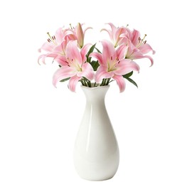 5 Inch White Ceramic Bud Vase with Narrow Neck