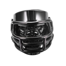 HIJONES Mens Stainless Steel Helmet Ring Personality American Football Gorilla Ring Black U