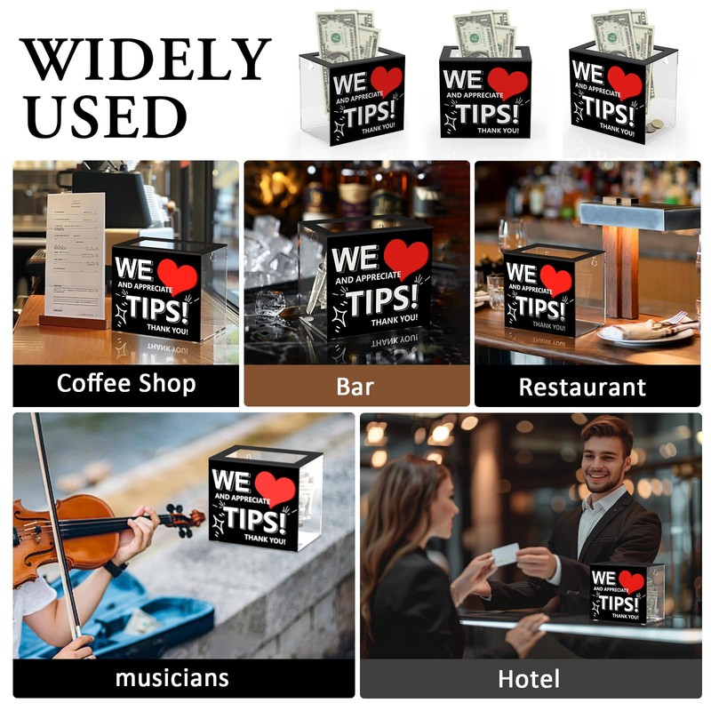 Tip Jar for Bartender Acrylic Tip Box for Money Suggestion