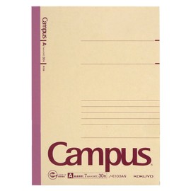 Kokuyo No-E103AN Campus Notebook, Recycled Paper, A5, A-Rule, 30 Sheets