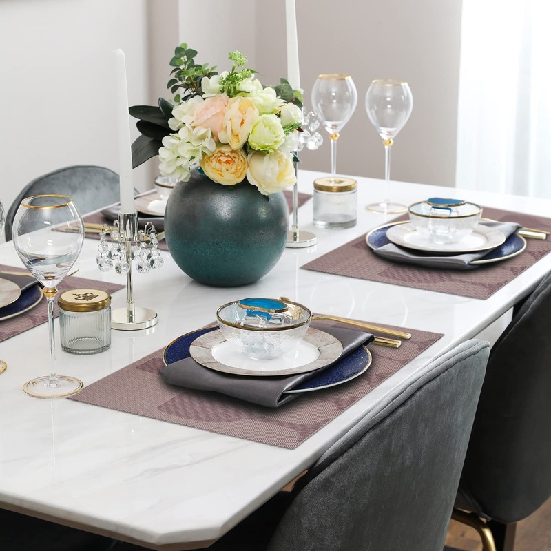 ASYOUWISH Set of 6 PVC Kitchen Table Place Mats, Non-Slip