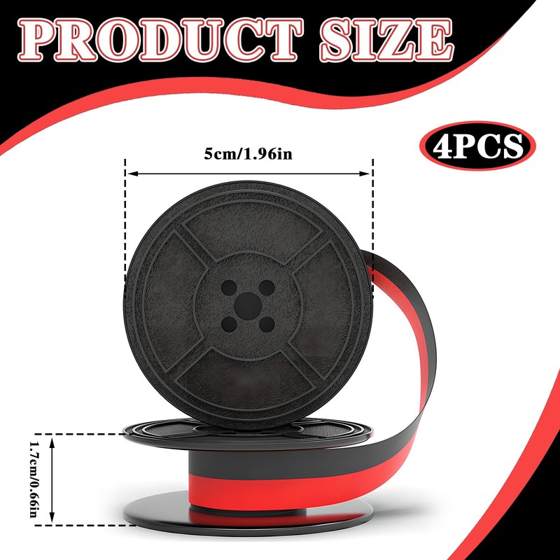 Chihutown 4 Pairs Universal Typewriter Ribbon, Calculator Ribbon Replacement Pack,