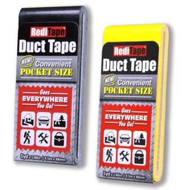 RediTape Travel Size Duct Tape Colors 2-Pack (Black & Yellow) - Pocket Size Flat Mini Roll - for Repairs Outdoors Emergency Crafts - 1.88 inch x 5 Yards per Pack