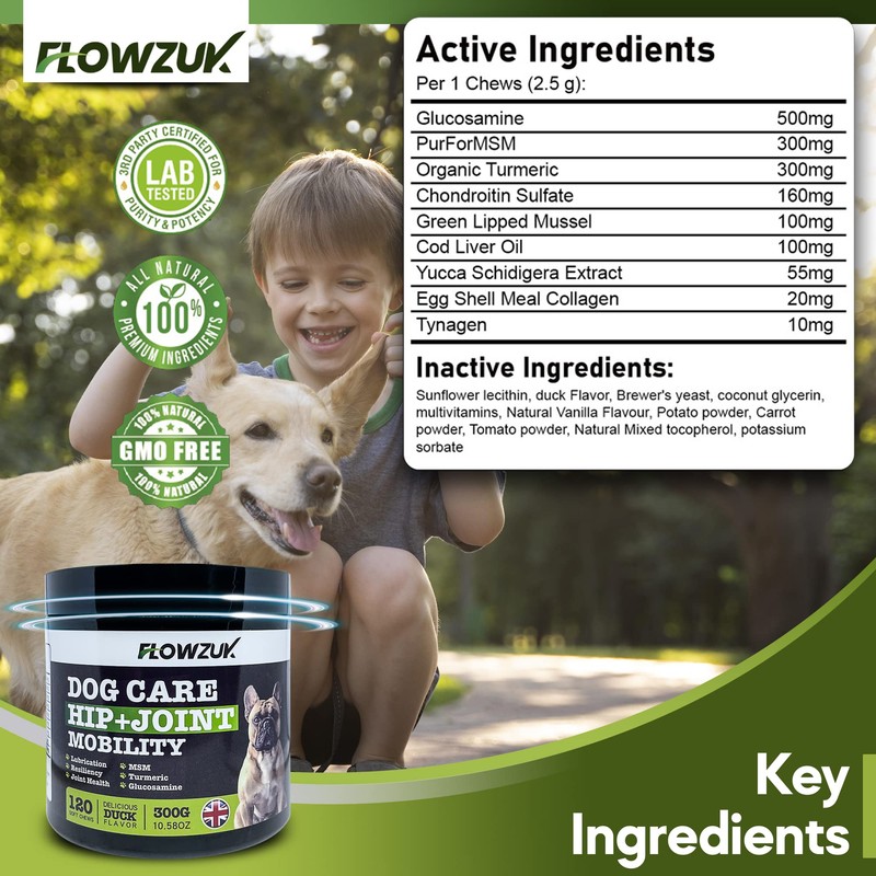Flowzuk Dog Care Supplement - All-Natural Hip and Joint Supplements