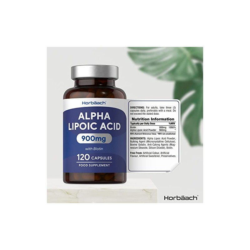 Alpha Lipoic Acid ALA Supplement 900mg | 120 Capsules |