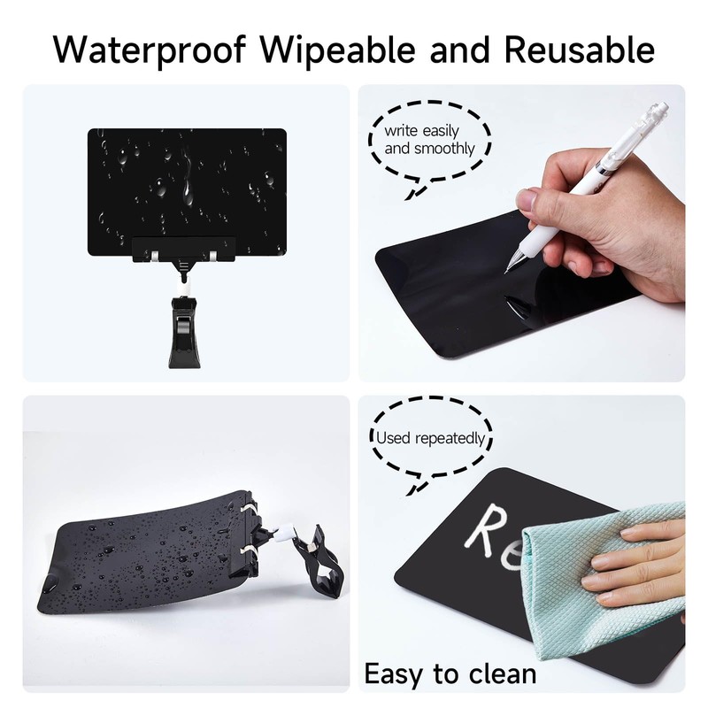 10 Pack Mini Plastic Chalkboard Sign with Clip, Double Sided