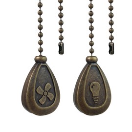 OMYZERO 2Pcs Ceiling Fan Pull Chain Set, 12Inches Decorative Fan Pull Chain Pendant Extension, Lighting & Fan Beaded Ball Chain Extender with Connector(Bronze)