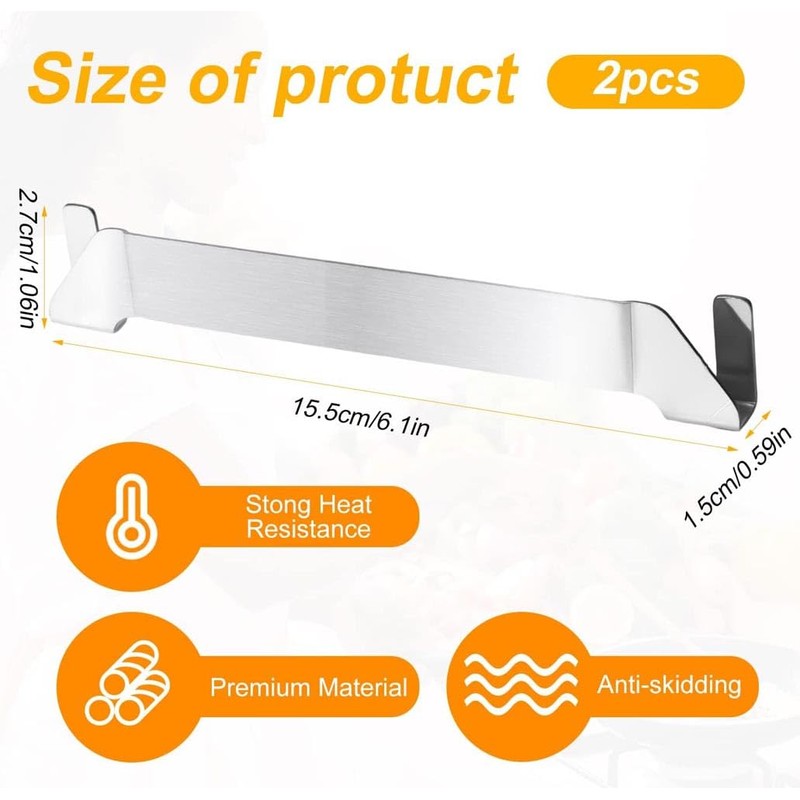2pcs Stainless Steel Griddle Spatula Stand - Clamp-On Edge Mount