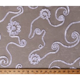 Embroidered Ribbon Organza Show Fabric White on Bright White Fabric BTY D170.56