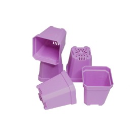 Lil Gnomies Nursery Flower Pots 3 Inch Square Thick Heavy Duty 10 pcs. - 10 pcs, Purple