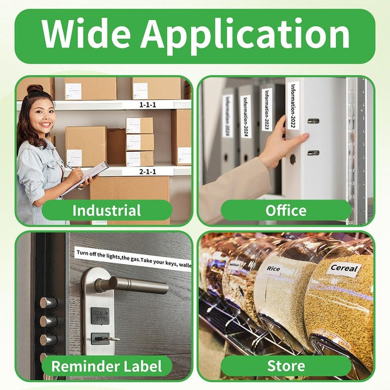 Laminated Label Tape Compatible with Brother, Black on White, Pack