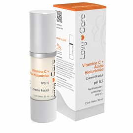 LOVY CARE Crema Facial con Vitamina C + Ácido Hialurónico, 30 ml, pH 5.5, Hidratación y Luminosidad para tu Piel