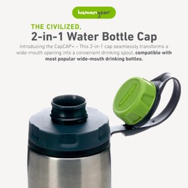 humangear capCAP+ Water Bottle Cap for 63mm Wide-Mouth Bottles, Forest Green
