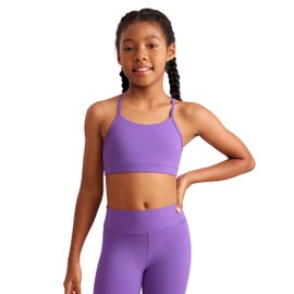 CRZ YOGA Butterluxe Sujetador Deportivo para Chicas de Entrenamiento con Tirantes y Espalda en Y para Adolescentes Racerback Yoga Bra Lilas Reales X-Chico