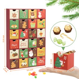 LEMESO Christmas Advent Calendar 2024, Christmas 24 Days Countdown Boxes Drawers for Small Gift, Fill Your Special Advent Calendar Gift for Christmas, Great Christmas Decor Christmas Tree Treasure Box