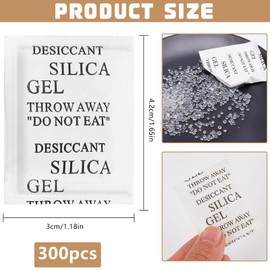 YOUNGSAY Pack of 300 Silica Gel Bags, 1 g Moisture Resistant Silica Bags, Biodegradable Silica Gel Desiccant, for Food/Electronics/Jewellery