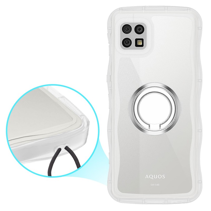 AQUOS sense6 sense6s ケース クリア ウェーブ リング付き SH-54B SHG05 SH-RM19