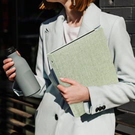 Vienrose 3 Ring Binder 1 Inch Round Rings with Linen Fabric Cover, Fits 8.5 x 11 Inch Paper, Durable Organizer for School, Office, Home, Recipes (2 Pack,LightGreen)