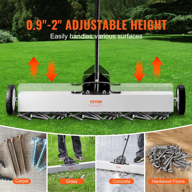 VEVOR 36-Inch Magnetic Sweeper with Wheels, 55 lbs Capacity, with