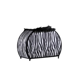 Benjara BM311582 12 in. Wigi Accent Lamp Purse - Zebra Animal Print - Black & White Faux Fur