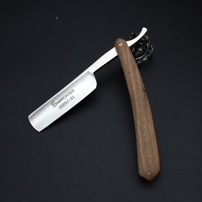 Herren Rasierpinsel Rasiermesser mit Box Manuelle Classic Wood Griff Barber