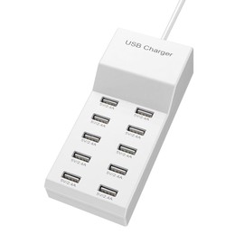 SHUNSRSW 10 Port USB Charging Station Multi Port Charging Station for Smartphones, Tablets and Other USB Devices (White)
