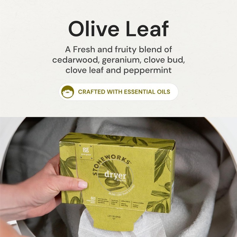 Grab Green Stoneworks Cruelty-Free Dryer Sheets | Softens Fabrics, Freshens