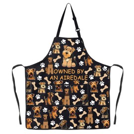 JNIAP Airedale Terrier Dog Apron Airedale Terrier Lover Gifts Airedale Mom Apron Airedale Dog Owner Gifts (Airedale ap)