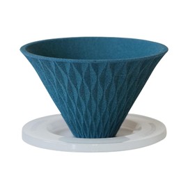 Kofil 13904301 Flow Flow Corrugated Ceramic Coffee Filter Dripper with Dedicated Base Peacock Green Green Made in Japan