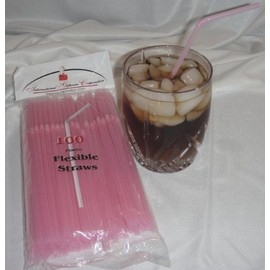 IGC 100 Straws - Flex/Flexible Drinking Straws - Luau - Wedding - Party - Pastel Pink - 100 Flexible Straws