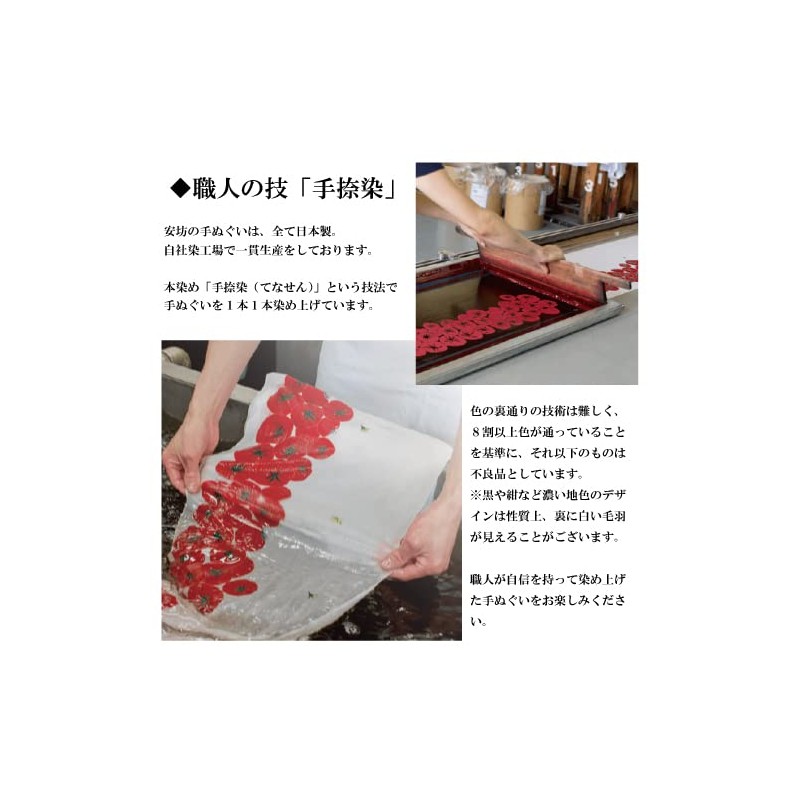 染の安坊 Anbo Tenugui Hand Towel, Sea Squid, 100% Cotton, Made