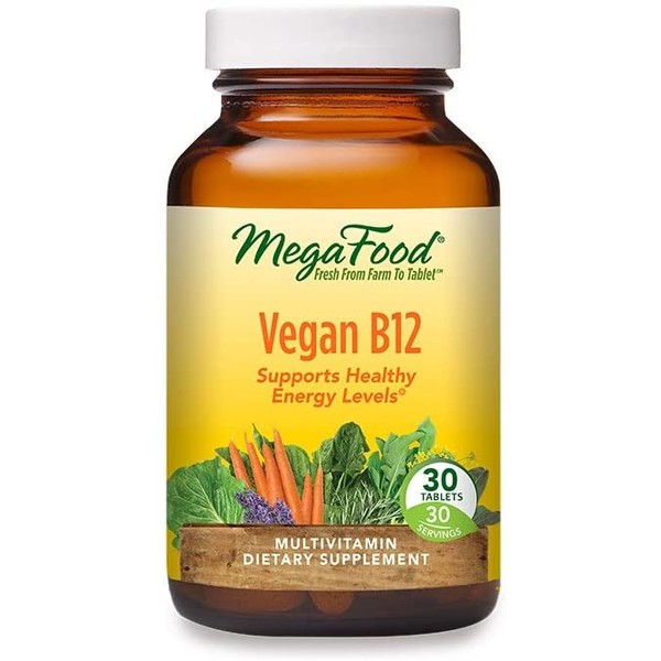 MegaFood, Vegan B12, Helps Support Healthy Energy Levels, Daily Multivitamin Dietary Supplement, Non-GMO, 30 mini-tablets (30 servings)