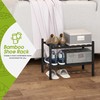BMOSU 2-Tier Bamboo Small Shoe Rack Premium Stackable Shoe Shelf