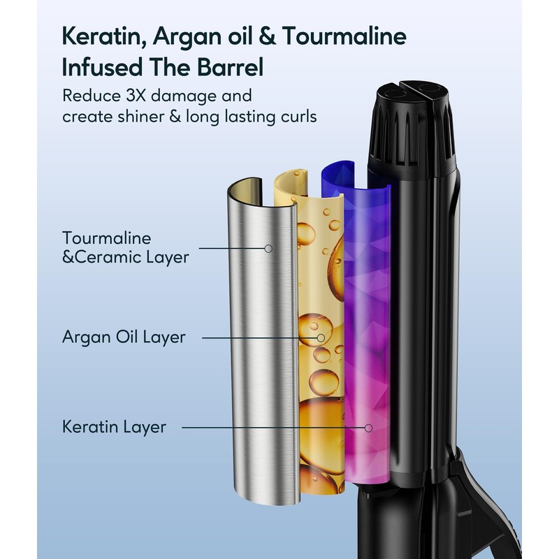 Farery Reise-Lockenstab, 25MM Mini-Haarglätter Reisegröße mit 4 einstellbaren Temperaturen, Keramik-Wellenstab