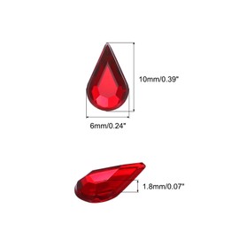 MECCANIXITY 100PCS Flat Back Acrylic Teardrop Gems 6x10mm Artificial Rhinestones for DIY Crafts Bead Wedding Party Face Painting Jewelry Making Red