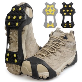 Ice Cleats Snow Cleats for Shoes and Boots Traction Cleats for Snow and Ice Anti Slip Crampons 11 Studs Rubber Overshoe for Walking on Ice and Snow