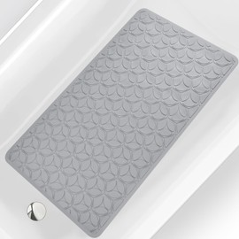 Non Slip Bathtub Mat | Real Rubber Bath Mat for Tub and Shower | Bath Mat for Daily Safety | Pet Dog Bath Mat | Soft No-Slip Bath Mat | Nonskid Bathroom Tub Mat, 16” x 28”（Gray）