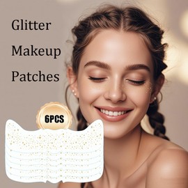 6Pcs Gold Glitter Freckles Face Tattoo Makeup Patches - Sparkle Cosmetic Accessories for Women (Gold, 6pcs/set)