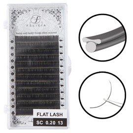 FELICIA Flat Lash, Matte Eyelash Extension, Ultra Soft, Single, Matsuec Eyelash, SC Curl, 0.2 Thick, 0.5 inch (13 mm)