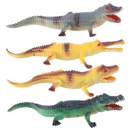 NUOBESTY 4pcs Crocodile Figurine Toy Plastic Alligator Toy Creative Artificial Animal Toy for Educational Playing Children Kids Party Decor (Yellow, Green, Grey)
