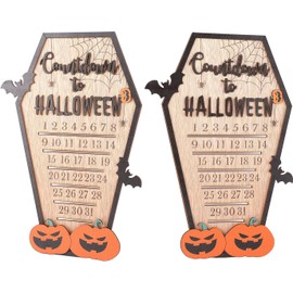 Calendario de Cuenta Regresiva de Halloween, Calendario de Adviento de Bloques de Madera Móviles con Decoración de Calabaza de Murciélago Espeluznante Naranja y Negro, para