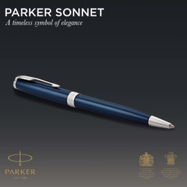 Parker PARKER Sonnet Ballpoint Pen, Blue Lacquer with Palladium Trim, Medium Point Black Ink (1931536)