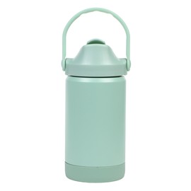 Re-Play 12 oz Water Bottle for Kids - Vacuum-Insulated Stainless Steel Tumbler with Flip-Straw, Silicone Base and Handle - Spill and Leak-Proof Design, Dishwasher and Freezer Safe, Sage
