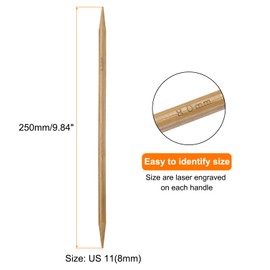 HARFINGTON 8Pcs Bamboo Knitting Needles Double Pointed Size US 11(8mm) Carbonized 10 Inch(25cm) Straight for Handmade Creative DIY Knitting Craft Yarn